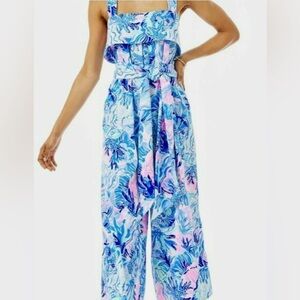 Lilly Pulitzer Tasely Jumpsuit Saltwater Blue size 10  REPOSHED